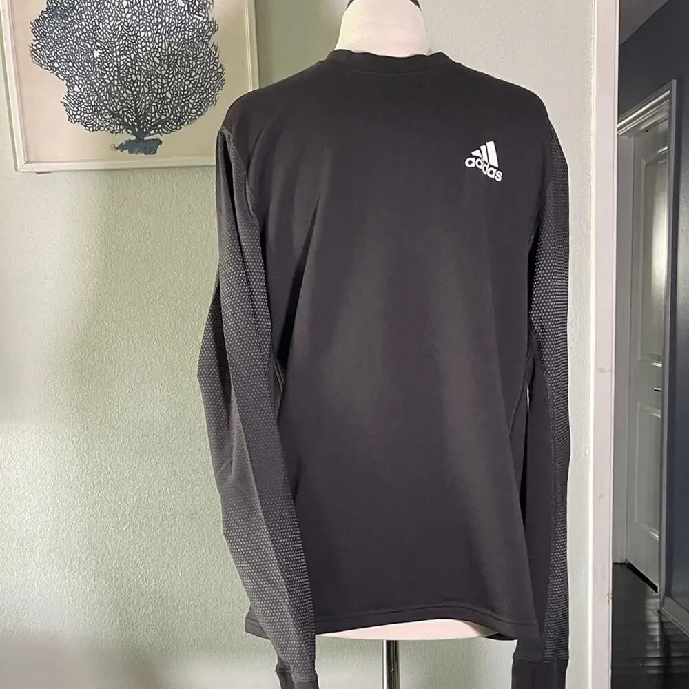 Adidas Running Men's Black and Gray Long Sleeve Tee